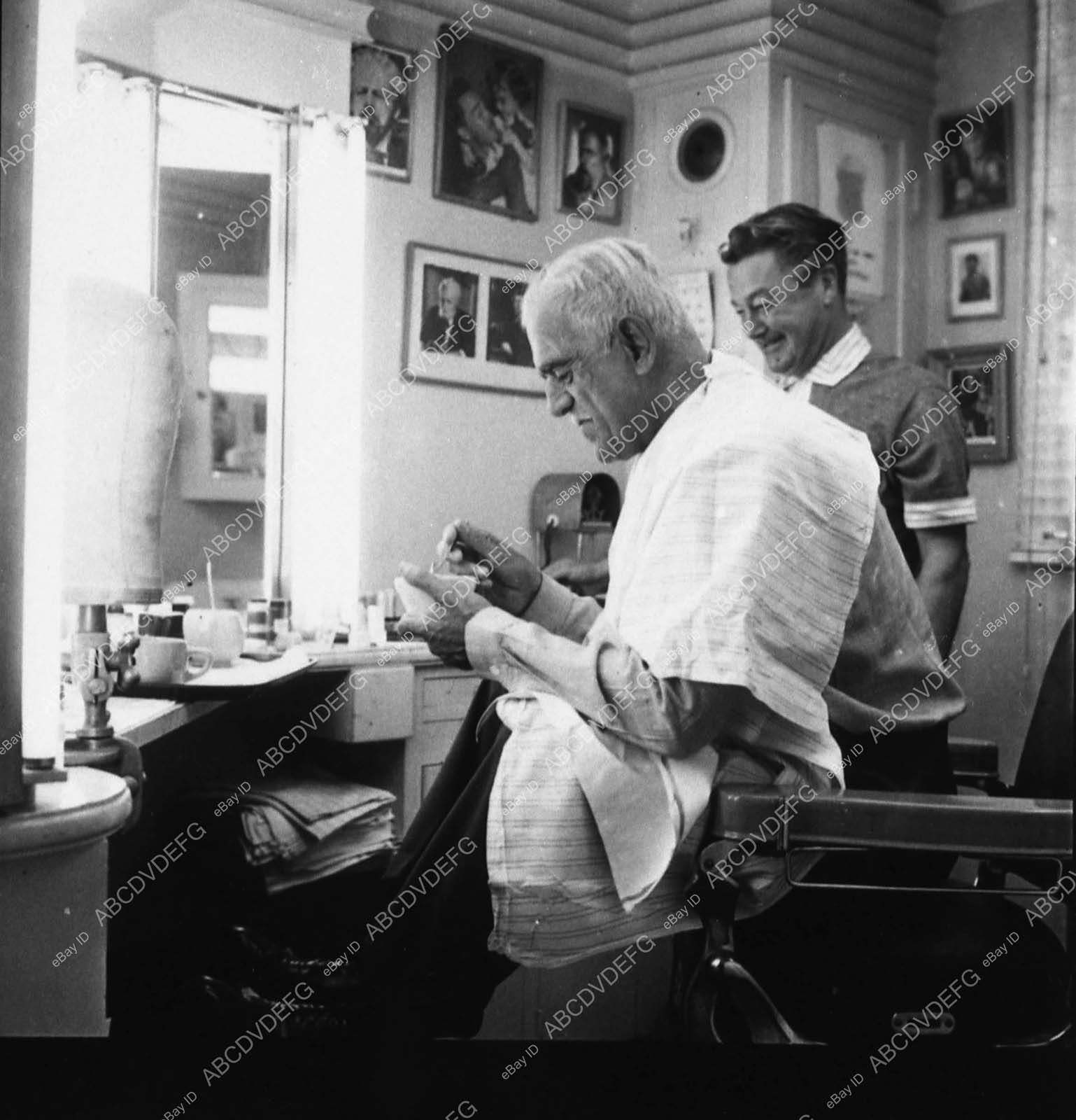2158-25 Boris Karloff makeup artrists George & Gordon Bau Frankenstein 1970 2158 